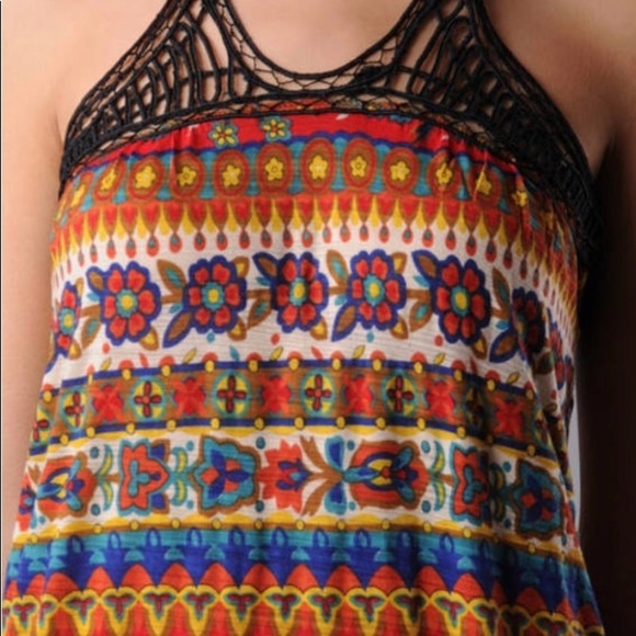 𝅺FREE People Red Galina's Drop Waist Crochet Tank We The Free FP - Picture 2 of 5